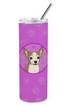 Load image into Gallery viewer, Chihuahua Silver and Tan Stainless Steel 20 oz Skinny Tumbler