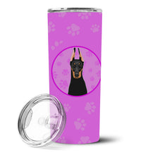 Load image into Gallery viewer, Doberman Pinscher Black and Rust Cropped Ears Stainless Steel 20 oz Skinny Tumbler