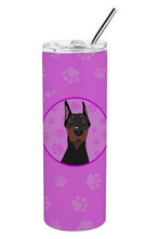 Load image into Gallery viewer, Doberman Pinscher Black Cropped Ears Stainless Steel 20 oz Skinny Tumbler