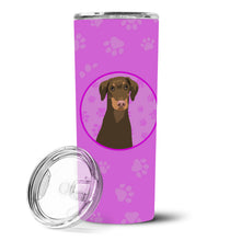 Load image into Gallery viewer, Doberman Pinscher Red and Rust Natural Ears #2 Stainless Steel 20 oz Skinny Tumbler
