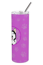 Load image into Gallery viewer, Siberian Husky Black and White #1 Stainless Steel 20 oz Skinny Tumbler