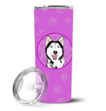 Load image into Gallery viewer, Siberian Husky Black and White #1 Stainless Steel 20 oz Skinny Tumbler