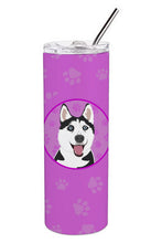 Load image into Gallery viewer, Siberian Husky Black and White #2 Stainless Steel 20 oz Skinny Tumbler