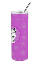 Load image into Gallery viewer, Siberian Husky Silver and White #2 Stainless Steel 20 oz Skinny Tumbler
