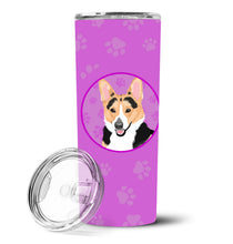 Load image into Gallery viewer, Pembroke Welsh Corgi Tricolor Red-Headed Stainless Steel 20 oz Skinny Tumbler
