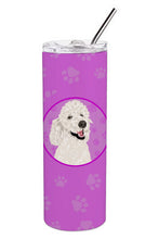 Load image into Gallery viewer, Poodle Standard White Stainless Steel 20 oz Skinny Tumbler