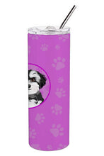 Load image into Gallery viewer, Shih-Tzu Black and White #2 Stainless Steel 20 oz Skinny Tumbler