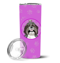 Load image into Gallery viewer, Shih-Tzu Silver and White Stainless Steel 20 oz Skinny Tumbler