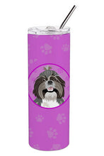 Load image into Gallery viewer, Shih-Tzu Silver and White Stainless Steel 20 oz Skinny Tumbler