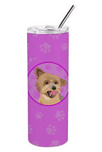 Load image into Gallery viewer, Yorkie Blue and Gold Stainless Steel 20 oz Skinny Tumbler