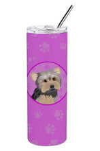 Load image into Gallery viewer, Yorkie Blue and Tan #2 Stainless Steel 20 oz Skinny Tumbler