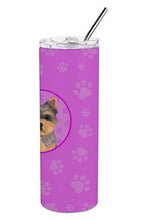 Load image into Gallery viewer, Yorkie Chocolate Puppy Stainless Steel 20 oz Skinny Tumbler