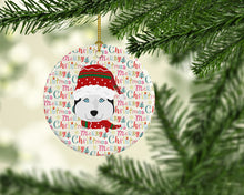 Load image into Gallery viewer, Siberian Husky Merry Christmas Ceramic Ornament