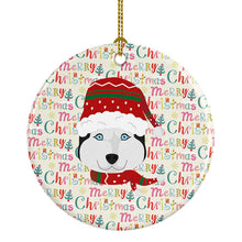 Load image into Gallery viewer, Siberian Husky Merry Christmas Ceramic Ornament