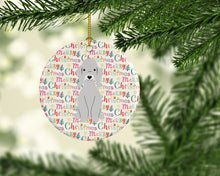 Load image into Gallery viewer, Merry Christmas Bedlington Terrier Blue Ceramic Ornament