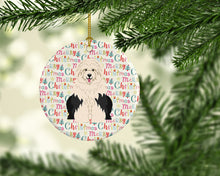 Load image into Gallery viewer, Merry Christmas Old English Sheepdog Ceramic Ornament