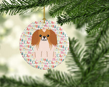 Load image into Gallery viewer, Merry Christmas Pekingese Red White Ceramic Ornament