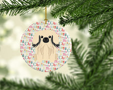 Load image into Gallery viewer, Merry Christmas Pekingese Cream Ceramic Ornament