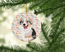 Load image into Gallery viewer, Australian Shepherd Blue Merle Puppy #1 Christmas Ceramic Ornament