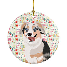 Load image into Gallery viewer, Australian Shepherd Blue Merle Puppy #1 Christmas Ceramic Ornament