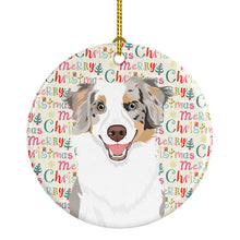 Load image into Gallery viewer, Australian Shepherd Red Merle Tricolor #1 Christmas Ceramic Ornament