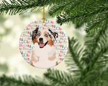 Load image into Gallery viewer, Australian Shepherd Red Merle Tricolor #2 Christmas Ceramic Ornament