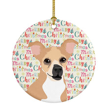 Load image into Gallery viewer, Chihuahua Gold and White Christmas Ceramic Ornament