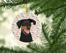 Load image into Gallery viewer, Doberman Pinscher Black and Rust Natural Ears #1 Christmas Ceramic Ornament