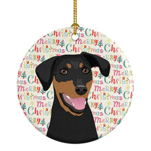 Load image into Gallery viewer, Doberman Pinscher Black and Rust Natural Ears #1 Christmas Ceramic Ornament