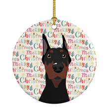 Load image into Gallery viewer, Doberman Pinscher Black Cropped Ears Christmas Ceramic Ornament