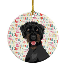 Load image into Gallery viewer, Doodle Black and Tan Christmas Ceramic Ornament