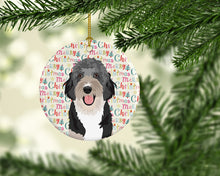 Load image into Gallery viewer, Doodle Black Tricolor #1 Christmas  Ceramic Ornament