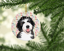 Load image into Gallery viewer, Doodle Silver and White #1 Christmas Ceramic Ornament