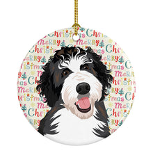 Load image into Gallery viewer, Doodle Silver and White #1 Christmas Ceramic Ornament