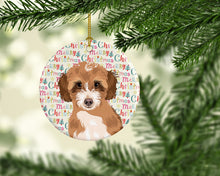 Load image into Gallery viewer, Doodle Tricolor #2 Christmas Ceramic Ornament