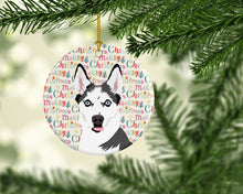 Load image into Gallery viewer, Siberian Husky Puppy Christmas Ceramic Ornament
