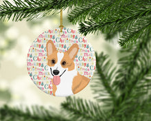 Load image into Gallery viewer, Pembroke Corgi Red and White Christmas Ceramic Ornament