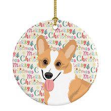 Load image into Gallery viewer, Pembroke Corgi Red and White Christmas Ceramic Ornament