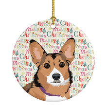 Load image into Gallery viewer, Pembroke Welsh Corgi Sable and White Christmas Ceramic Ornament