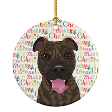 Load image into Gallery viewer, Pit Bull Brindle #1 Christmas Ceramic Ornament