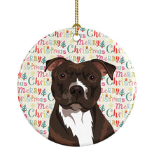 Load image into Gallery viewer, Pit Bull Brindle #2 Christmas Ceramic Ornament
