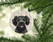 Load image into Gallery viewer, Poodle Toy Grey Christmas Ceramic Ornament