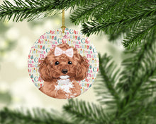 Load image into Gallery viewer, Poodle Toy Red Christmas Ceramic Ornament