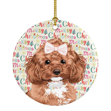 Load image into Gallery viewer, Poodle Toy Red Christmas Ceramic Ornament