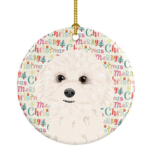 Load image into Gallery viewer, Poodle Toy White Christmas Ceramic Ornament