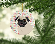 Load image into Gallery viewer, Pug Fawn #2 Christmas Ceramic Ornament