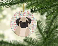 Load image into Gallery viewer, Pug Fawn #3 Christmas Ceramic Ornament
