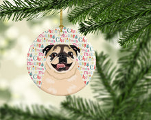 Load image into Gallery viewer, Pug Fawn #5 Christmas Ceramic Ornament