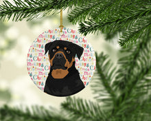 Load image into Gallery viewer, Rottweiler Black and Mahogany Christmas Ceramic Ornament
