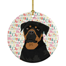 Load image into Gallery viewer, Rottweiler Black and Mahogany Christmas Ceramic Ornament